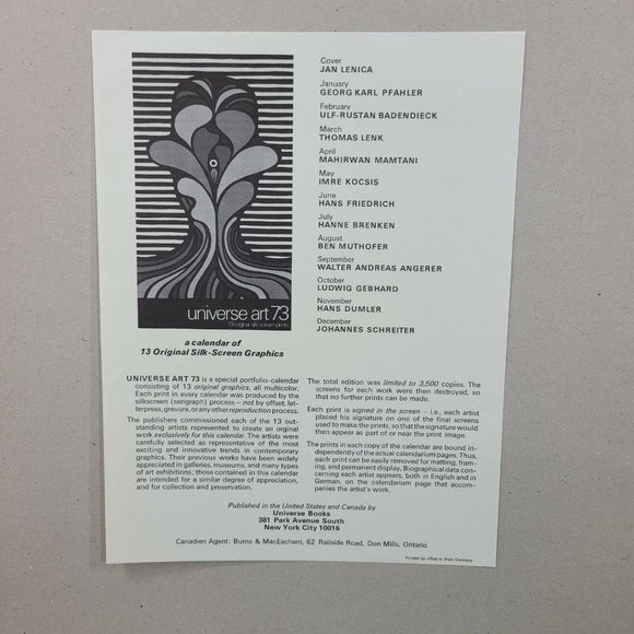 Vtg 70s Silkscreen Poster 1973 Callander page Johannes Schreiter Print Art 23x16 - Picture 10 of 12